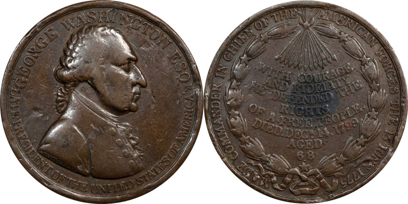 "1799" (ca. 1800) Westwood Medal. First Reverse. Musante GW-82, Baker-81. Bronze...