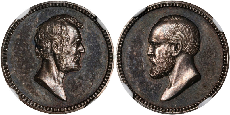 Undated (1882) U.S. Mint Lincoln and Garfield Medal. Second Size. Cunningham 22-...