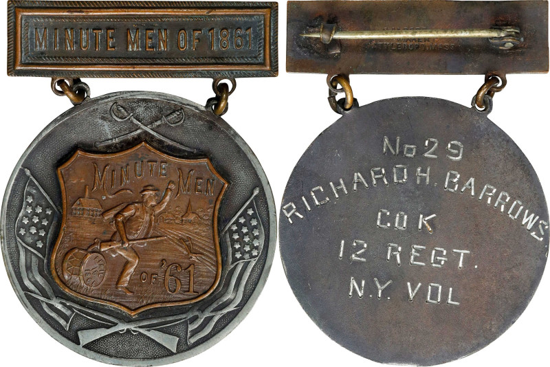 Union. New York First Defender Medal. Bronze and Base Metal. Awarded to Richard ...