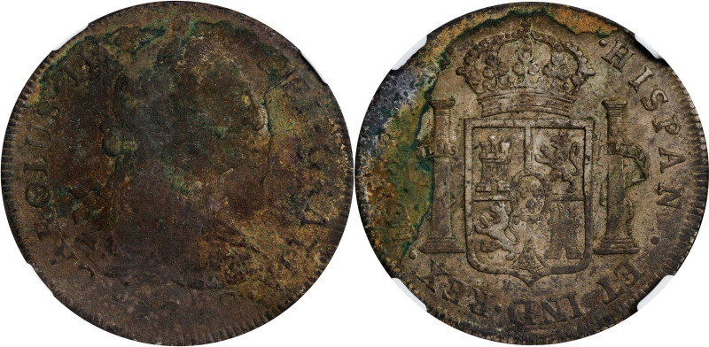 PERU. Charles III. 1772-LIMAE JM 8 Reales. Lima Mint. KM-78. Excavation Recovery...