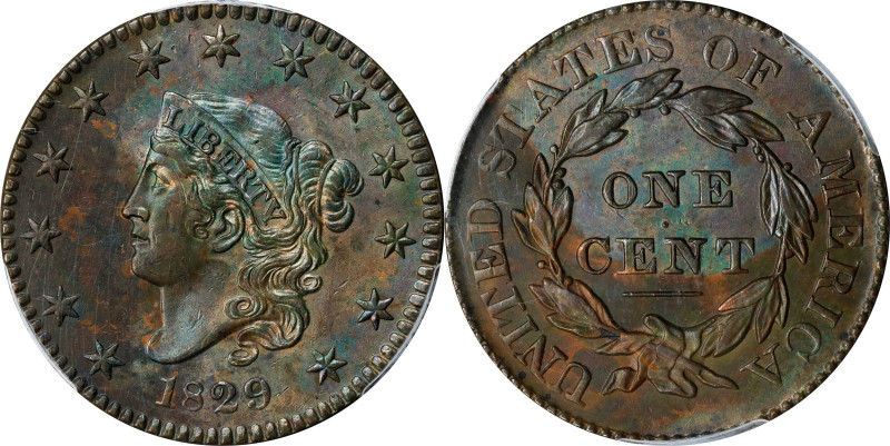 1829 Matron Head Cent. Large Letters. AU Details--Cleaned (PCGS).
PCGS# 1663. N...