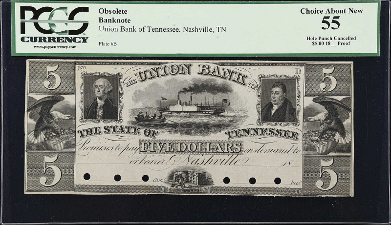 Nashville, Tennessee. Union Bank of Tennessee. 18xx $5. PCGS Currency Choice Abo...