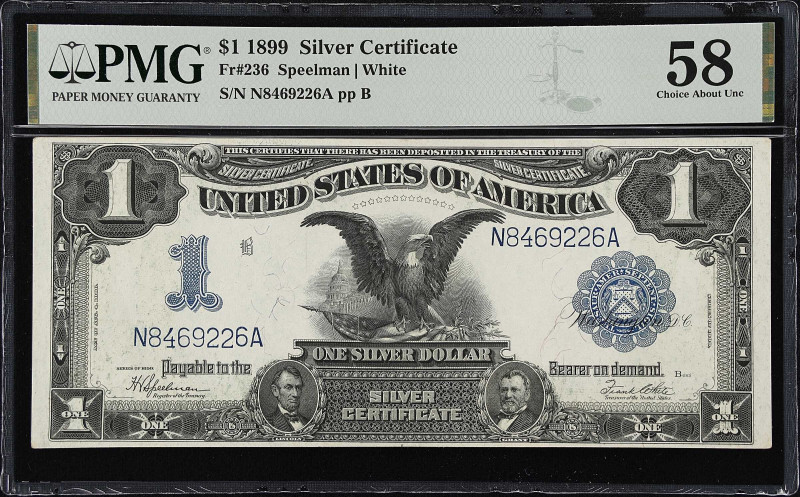 Fr. 236. 1899 $1 Silver Certificate. PMG Choice About Uncirculated 58.
Speelman...