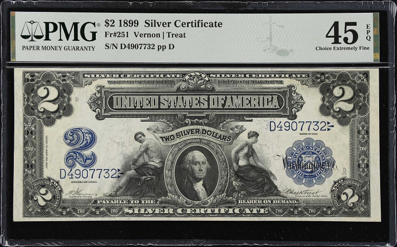 Fr. 251. 1899 $2 Silver Certificate. PMG Choice Extremely Fine 45 EPQ.
A popula...