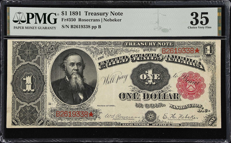 Fr. 350. 1891 $1 Treasury Note. PMG Choice Very Fine 35.
This type is always so...