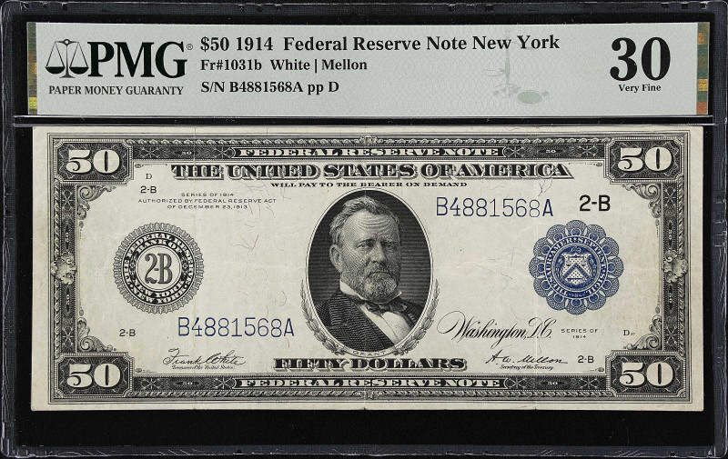 Fr. 1031b. 1914 $50 Federal Reserve Note. New York. PMG Very Fine 30.
White - M...