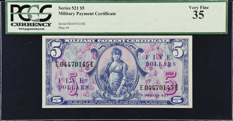 Military Payment Certificate. Series 521. $5. PCGS Currency Very Fine 35.
A ver...