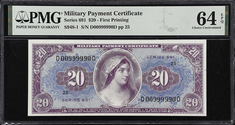 Military Payment Certificate. Series 691. $20. PMG Choice Uncirculated 64 EPQ.
...