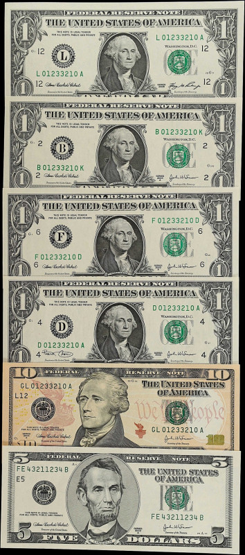 Lot of (22). 1957-2006 $1, $5, $10 & $20 Mixed Small Size. Uncirculated to Gem U...