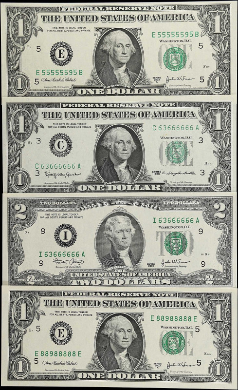 Lot of (33). 1963-2004A $1, $2 & $20 Federal Reserve Notes. Choice Uncirculated ...