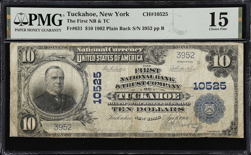 Tuckahoe, New York. 1902 Plain Back $10 Fr. 631. The First NB & TC. Charter #105...