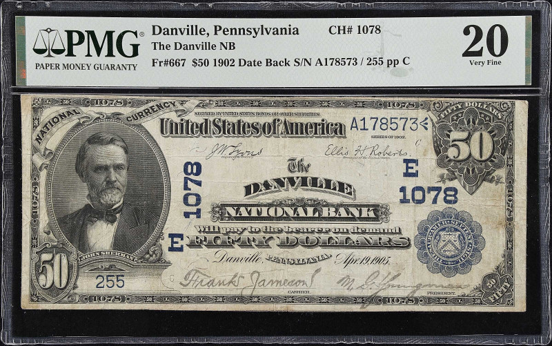 Danville, Pennsylvania. $50 1902 Date Back. Fr. 667. The Danville NB. Charter #1...