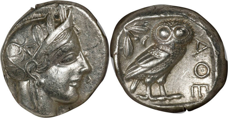 ATTICA. Athens. AR Tetradrachm (17.15 gms), ca. 454-404 B.C. NGC Ch AU, Strike: ...