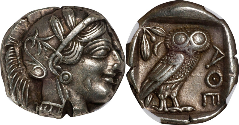 ATTICA. Athens. AR Tetradrachm (17.00 gms), ca. 454-404 B.C. NGC Ch EF, Strike: ...