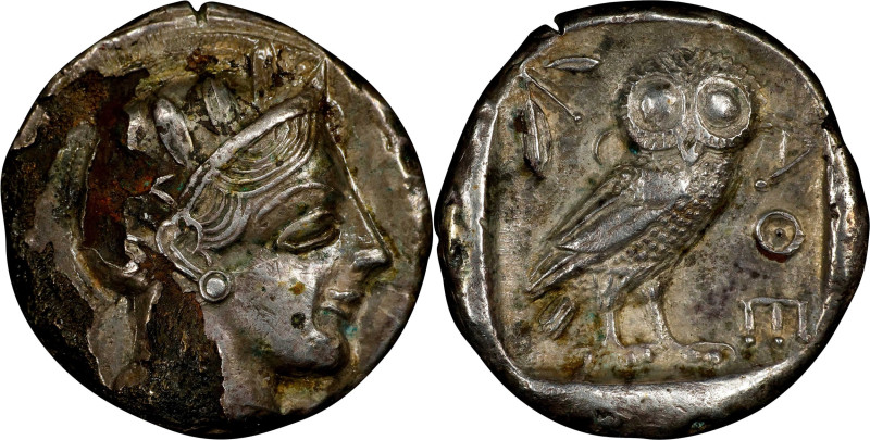 ATTICA. Athens. Fourrée Tetradrachm (13.76 gms), ca. 454-404 B.C. VERY FINE.
cf...