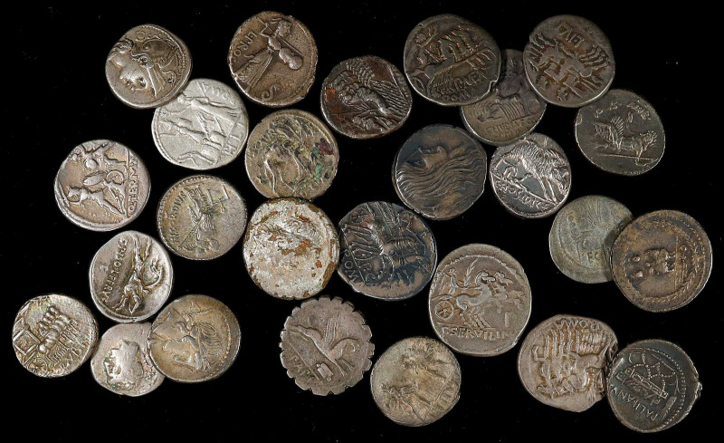 ROMAN REPUBLIC. Group of AR Denarii (26 Pieces), ca. 2nd-1st Centuries B.C. Grad...