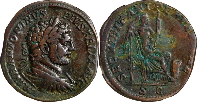 CARACALLA, A.D. 198-217. AE Sestertius (22.28 gms), Rome Mint, ca. A.D. 211/13. ...