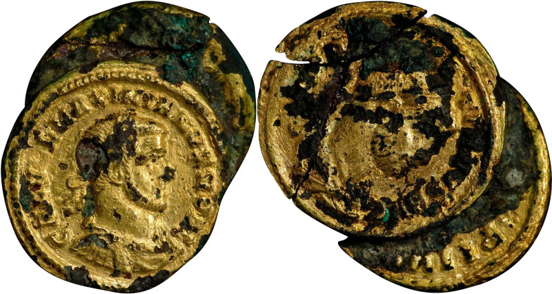 DIOCLETIAN & GALERIUS. Duo of Gold-Plated AE Denarii (2 Pieces) (3.74 gms), ca. ...