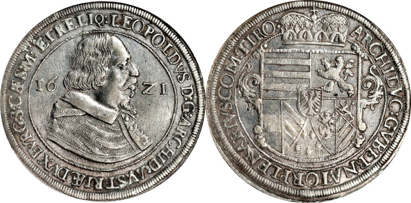 AUSTRIA. Holy Roman Empire. Taler, 1621. Hall Mint. Archduke Leopold V. NGC AU-5...