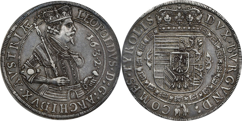 AUSTRIA. Holy Roman Empire. Taler, 1632. Hall Mint. Archduke Leopold V. PCGS AU-...