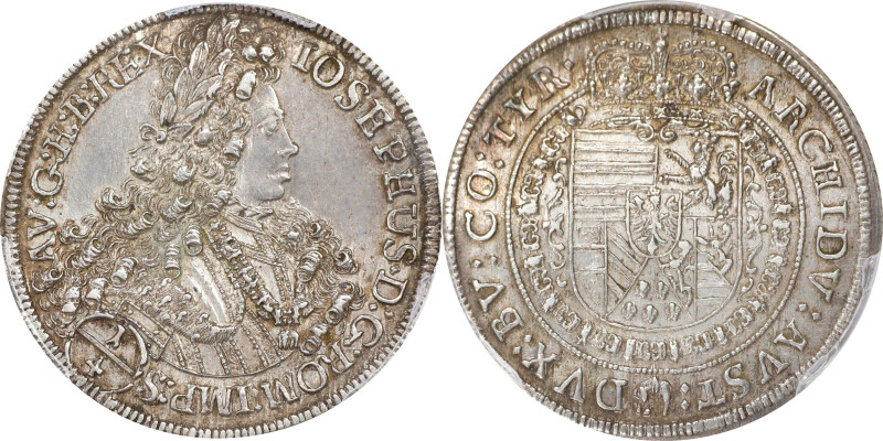 AUSTRIA. Holy Roman Empire. 1/4 Taler, ND (1705). Hall Mint. Joseph I. PCGS AU-5...