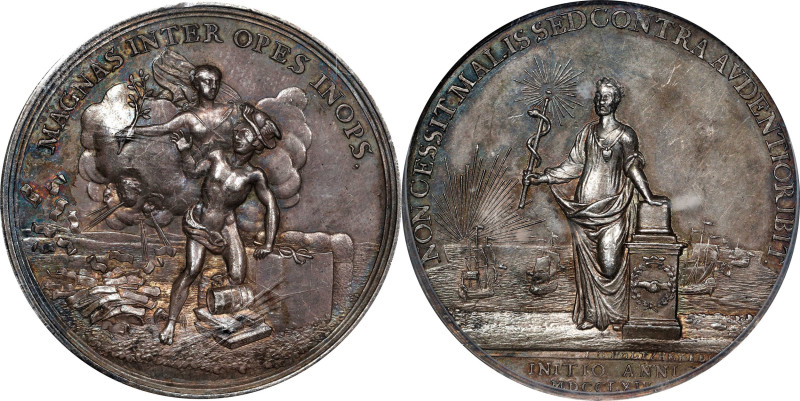 AUSTRIA. Holy Roman Empire. New Year's/Peace of Hubertusburg Silver Medal, 1764....