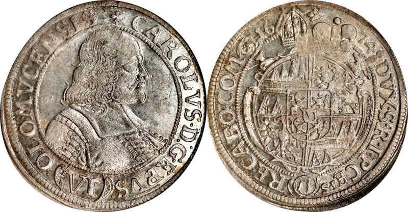 AUSTRIA. Olmutz. 6 Kreuzer, 1674. Kremsier Mint. Karl II von Liechtenstein-Kaste...