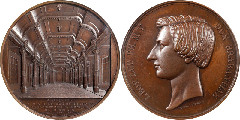 BELGIUM. Leopold I/Patron of the Brussels Philharmonic Society Bronze Medal, 185...