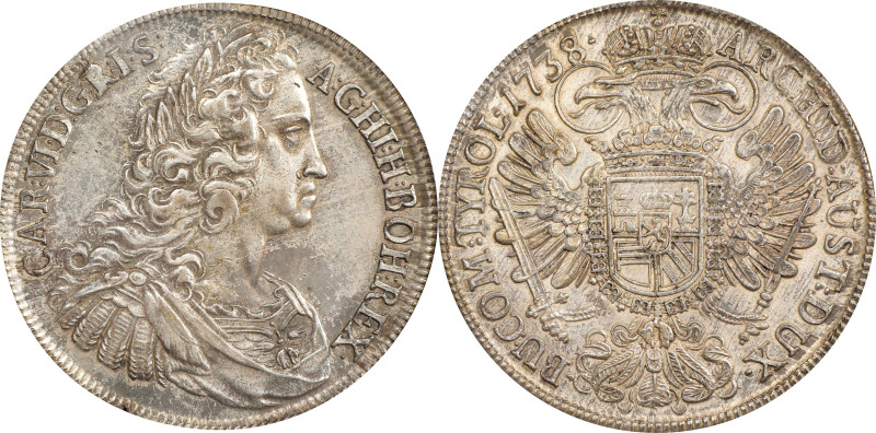 BOHEMIA. Taler, 1738. Prague Mint. Charles VI. PCGS Genuine--Cleaned, AU Details...