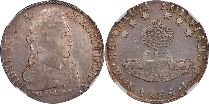 BOLIVIA. 8 Soles, 1834-PTS LM. Potosi Mint. NGC AU-50.
KM-97.

Estimate: $100...