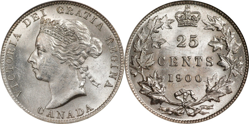 CANADA. 25 Cents, 1900. London Mint. Victoria. PCGS AU-58.
KM-5.

Estimate: $...