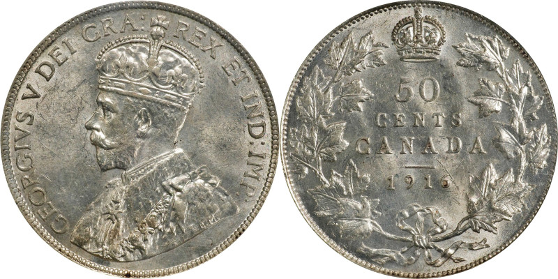 CANADA. 50 Cents, 1916. Ottawa Mint. George V. ICCS MS-62.
KM-25.

Estimate: ...