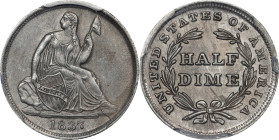 1837 Liberty Seated Half Dime. No Stars. Small Date. Unc Details--Cleaned (PCGS).
PCGS# 4312. NGC ID: 232M.

Estimate: $500