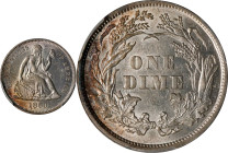 1860 Liberty Seated Dime. AU-58 (PCGS).
PCGS# 4631. NGC ID: 239D.

Estimate: $200