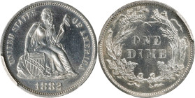 1882 Liberty Seated Dime. Unc Details--Cleaned (PCGS).
PCGS# 4690. NGC ID: 23AV.
From the Bill Barber Collection.

Estimate: $100