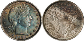 1897 Barber Quarter. Unc Details--Cleaned (PCGS).
PCGS# 5616. NGC ID: 23YA.
From the Bill Barber Collection.

Estimate: $150