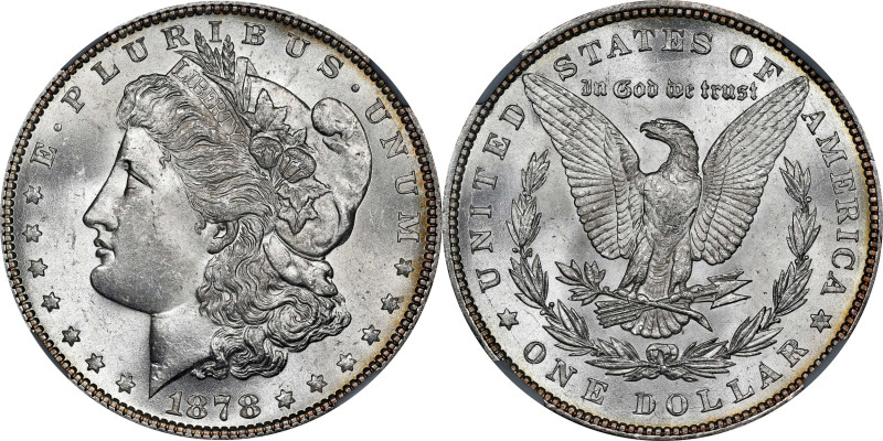 1878 Morgan Silver Dollar. 7 Tailfeathers. Reverse of 1879. MS-62 (NGC).
PCGS# ...