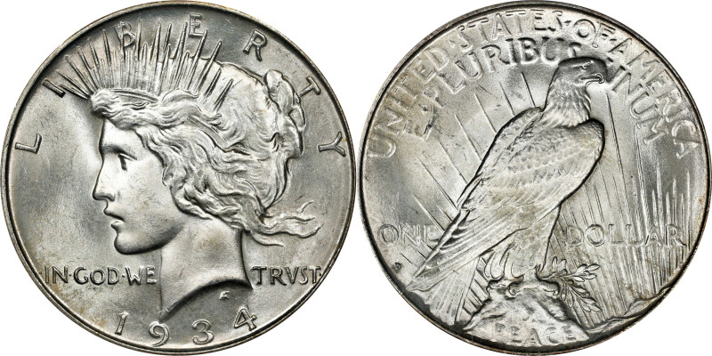 1934-D Peace Silver Dollar. MS-65 (NGC).
PCGS# 7376. NGC ID: 257Y.

Estimate:...