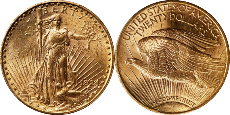 1924 Saint-Gaudens Double Eagle. MS-63 (PCGS).
PCGS# 9177. NGC ID: 26G7.

Est...