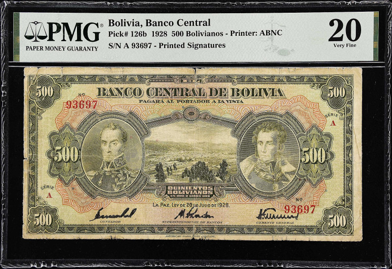 BOLIVIA. Banco Central de Bolivia. 500 Bolivianos, 1928. P-126b. PMG Very Fine 2...