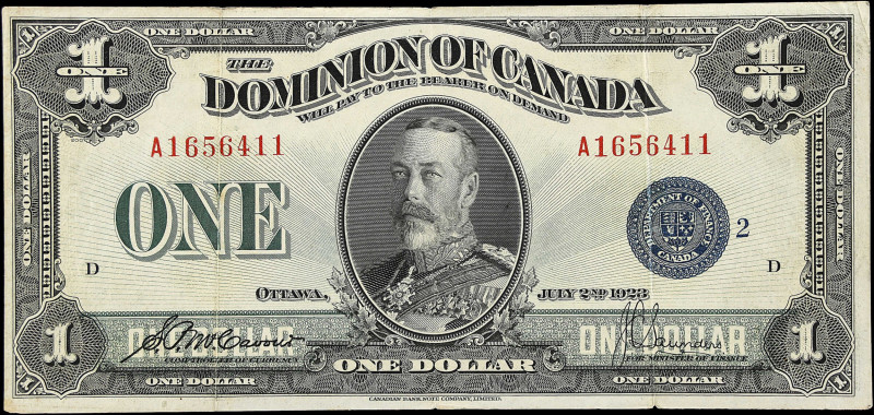 CANADA. Dominion of Canada. 1 Dollar, 1923. DC-25c. Very Fine.
Edge wear.

Es...