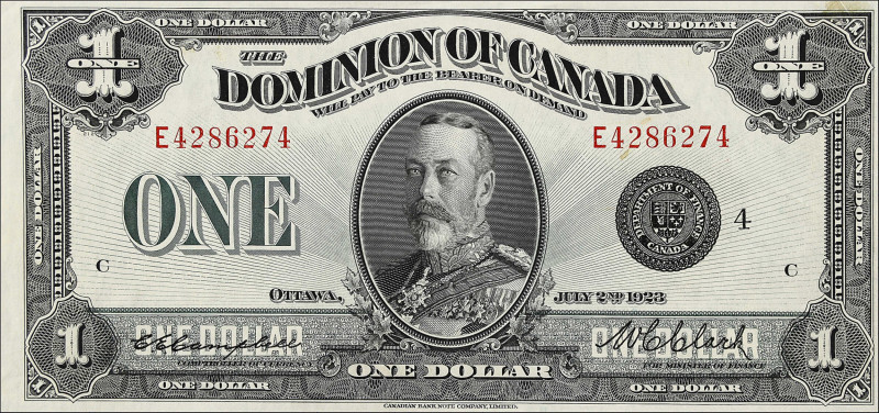 CANADA. Dominion Of Canada. 1 Dollar, 1923. P-DC-25o. About Uncirculated.
Minor...