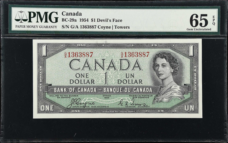 CANADA. Bank of Canada. 1 Dollar, 1954. BC-29a. PMG Gem Uncirculated 65 EPQ.
Co...