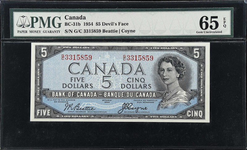 CANADA. Bank of Canada. 5 Dollars, 1954. BC-31b. PMG Gem Uncirculated 65 EPQ.
D...