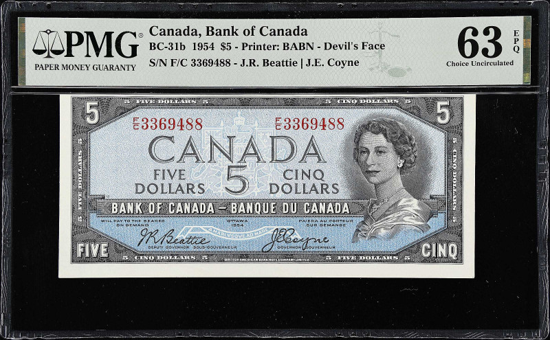 CANADA. Bank of Canada. 5 Dollars, 1954. BC-31b. PMG Choice Uncirculated 63 EPQ....