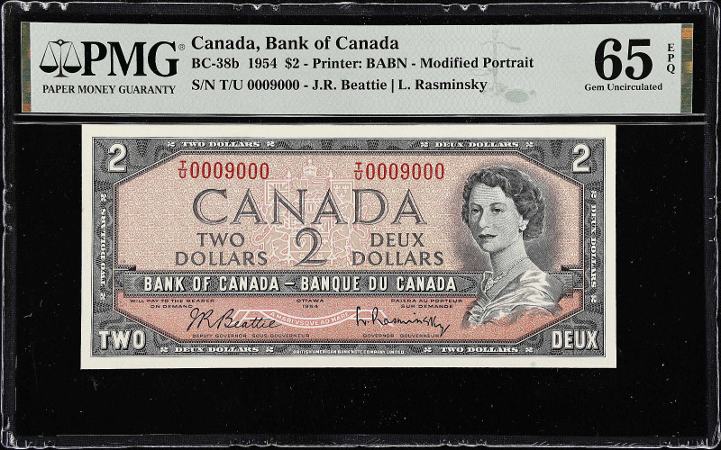 CANADA. Bank of Canada. 2 Dollars, 1954. P-BC-38b. Radar Serial Number. PMG Gem ...