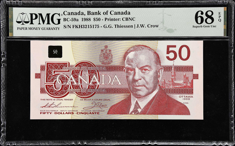 CANADA. Bank of Canada. 50 Dollars, 1988. BC-59a. PMG Superb Gem Uncirculated 68...