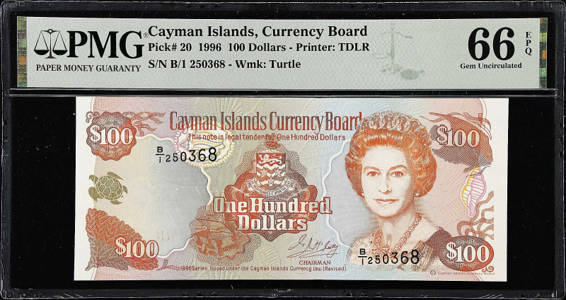 CAYMAN ISLANDS. Cayman Islands Currency Board. 100 Dollars, 1996. P-20. PMG Gem ...