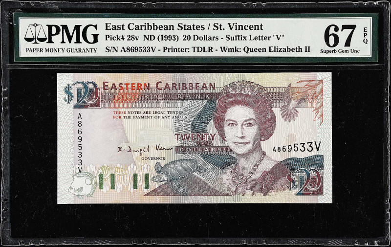 EAST CARIBBEAN STATES. Eastern Caribbean Central Bank. 20 Dollars, ND (1993). P-...