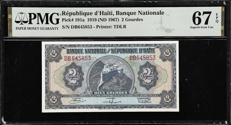 HAITI. Banque Nationale. 2 Gourdes, 1919 ND (1967). P-191a. PMG Superb Gem Uncir...